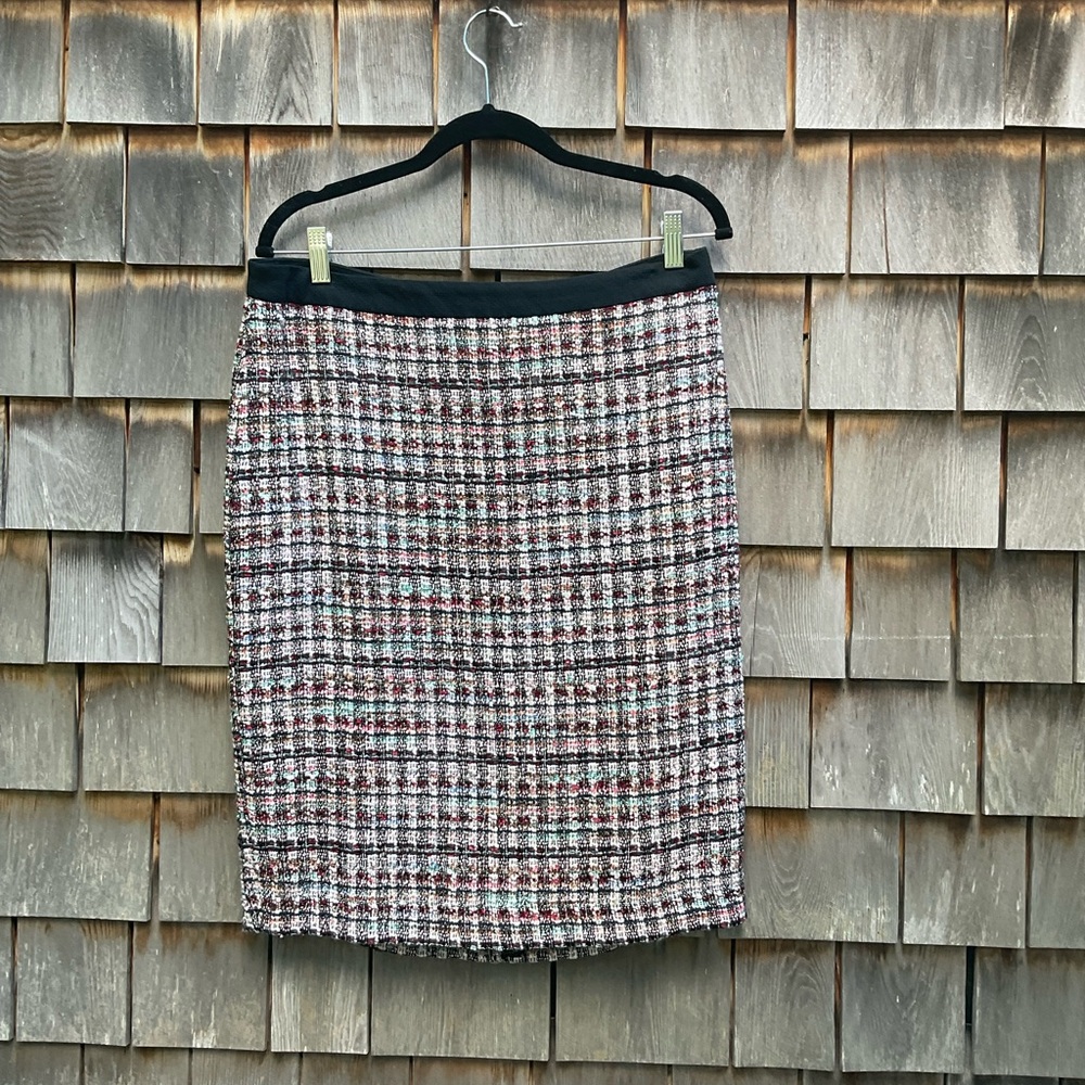 Talbots Black and Multicolor Tweed Pencil Skirt NWOT